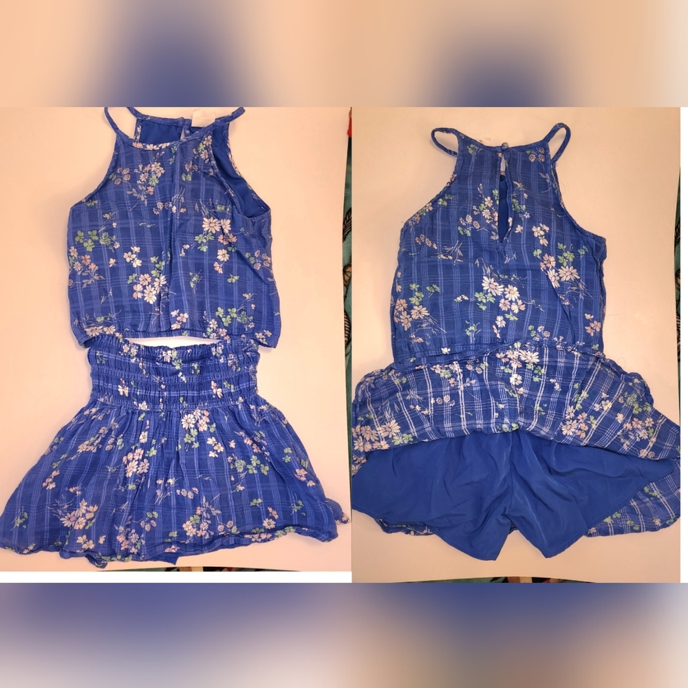 Abercrombie 9/10 blue floral tank and skort